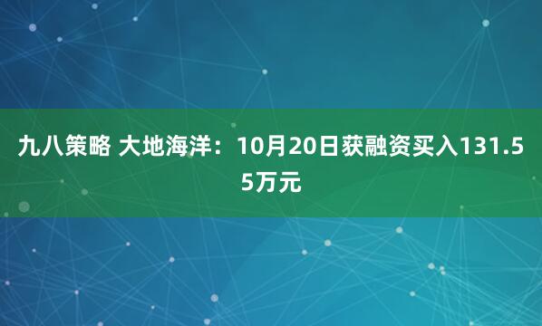 九八策略 大地海洋：10月20日获融资买入131.55万元