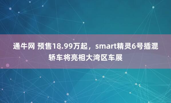 通牛网 预售18.99万起，smart精灵6号插混轿车将亮相大湾区车展